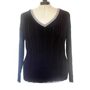 Rebel Wilson Angel Ribbed Sweater Sz 3X Preppy V-Neck Holiday Glitter Metallic